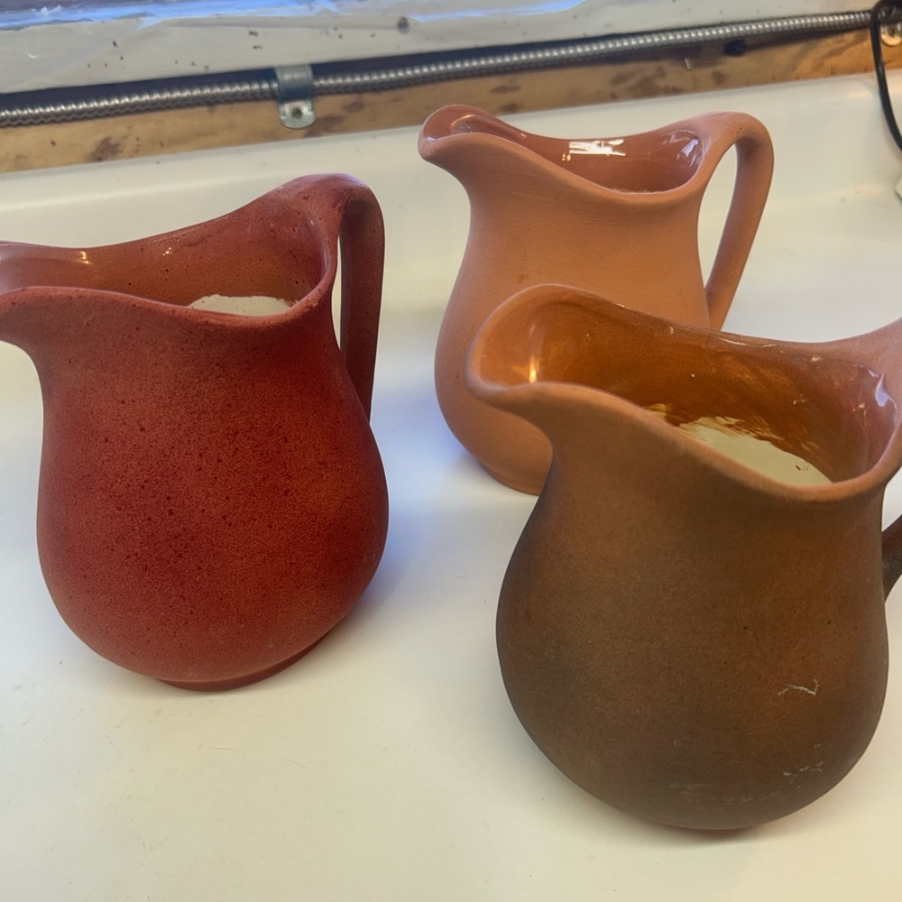 Handmade Ceramic Pitcher Set - Red, Orange, and Brown